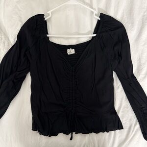 Japna Black Ruched Women's Blouse